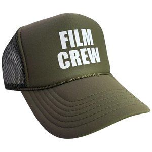 NEW VINTAGE STYLE FILM CREW OLIVE GREEN WHITE TRUCKER HAT CAP ADULT SZ